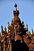 Myanmar - Mandalay, Shwe In Bin Kyaung a wonderful example of the Burmese unique teak architecture and wood-carving art. 